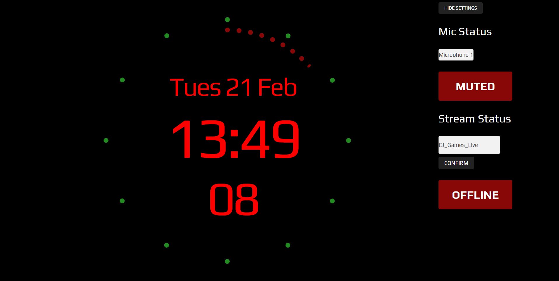Studio Clock V2 - Hide Settings