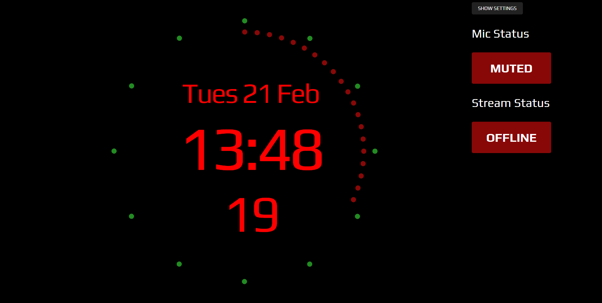 Studio Clock V2 - Show Settings